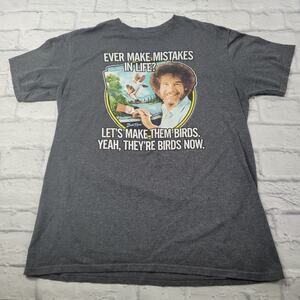 Bob Ross Mistakes Become Birds T-shirt size Large